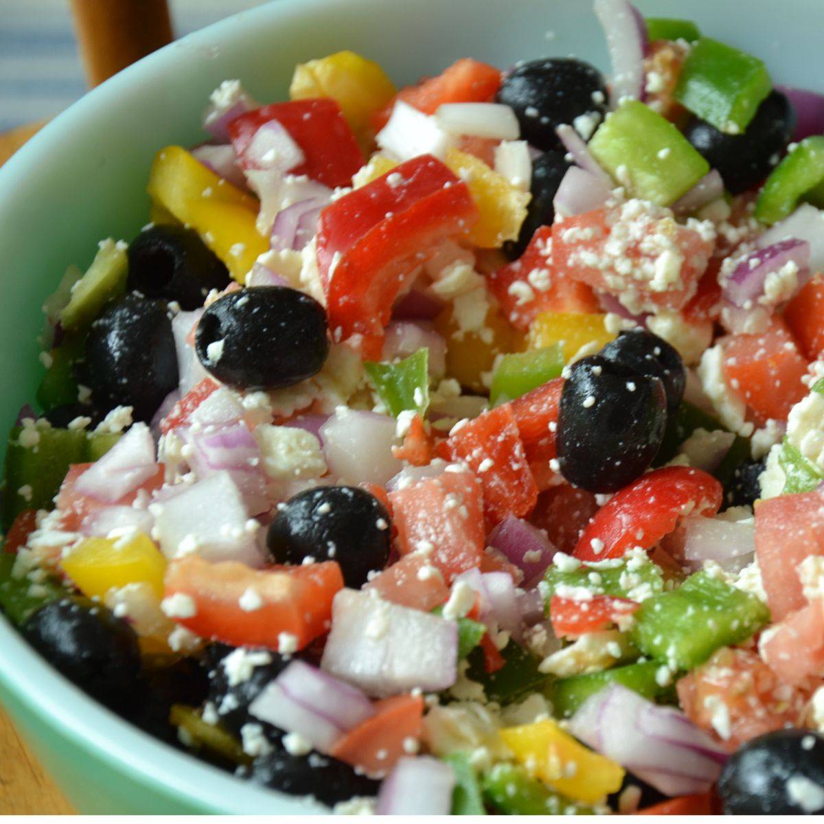 Classic Greek salad in a bowl
