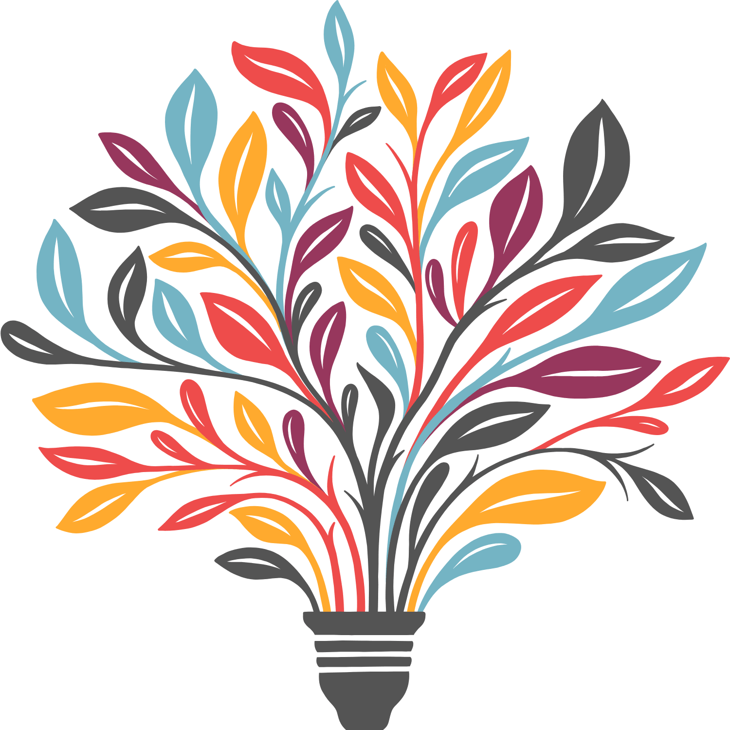 a potted plant growing in the shape of a lightbulb to symbolize learning in the form of growth and becoming