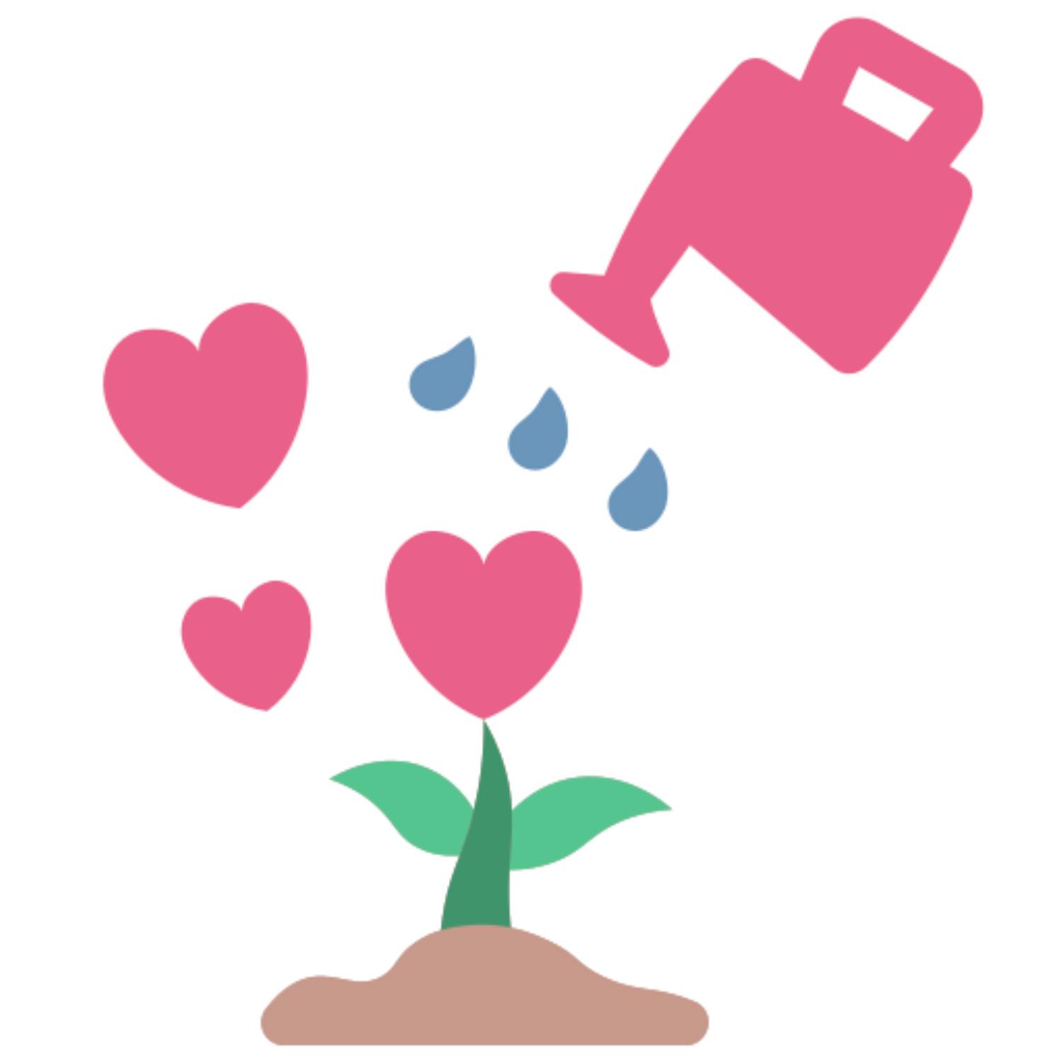 a heart plant being watered/nurtured
