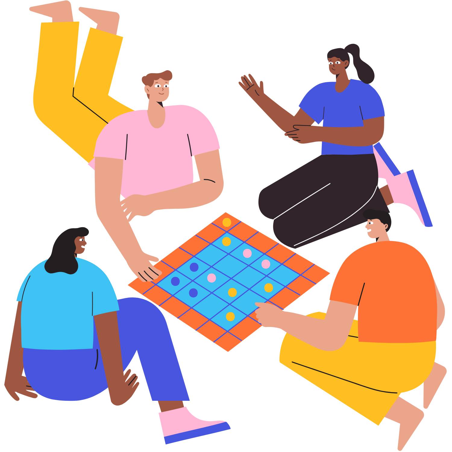 people playing a board game