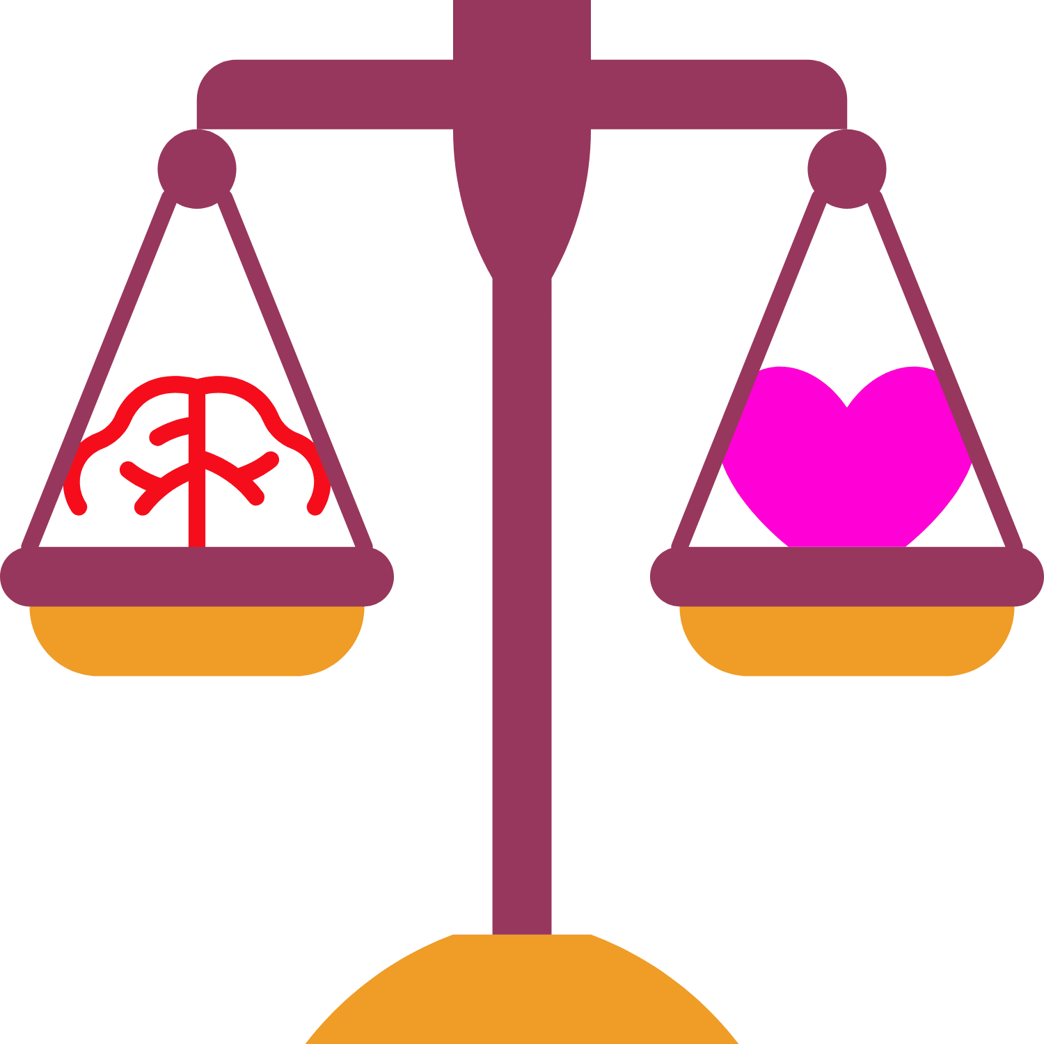 a scale that has a brain on one side and a heart on the other side