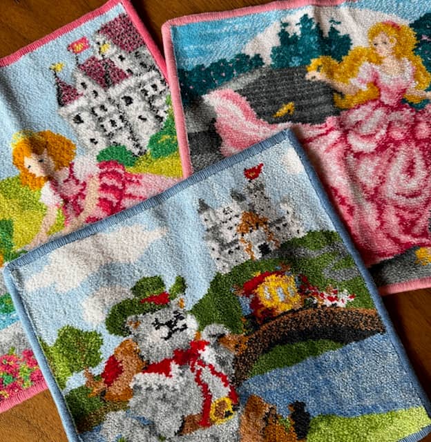 colorful fairy tale scenes printed on fuzzy cloth