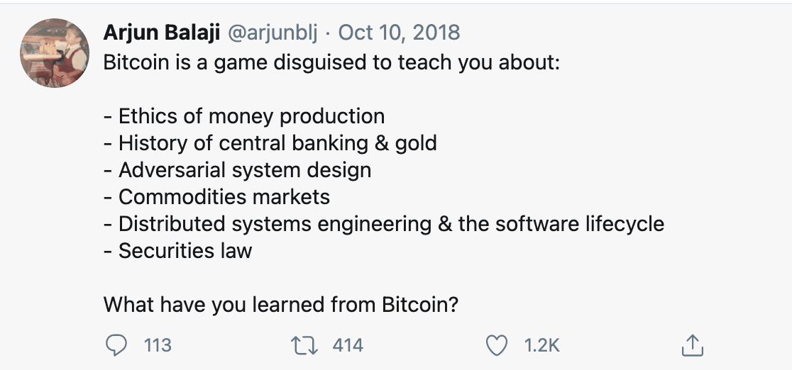 Bitcoin is a game disguised to teach you about...