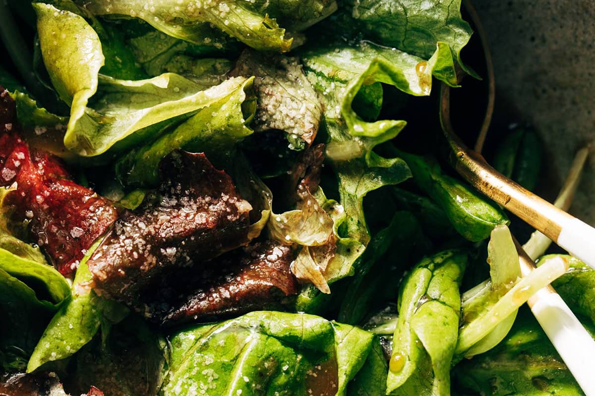 Simple green salad in a bowl