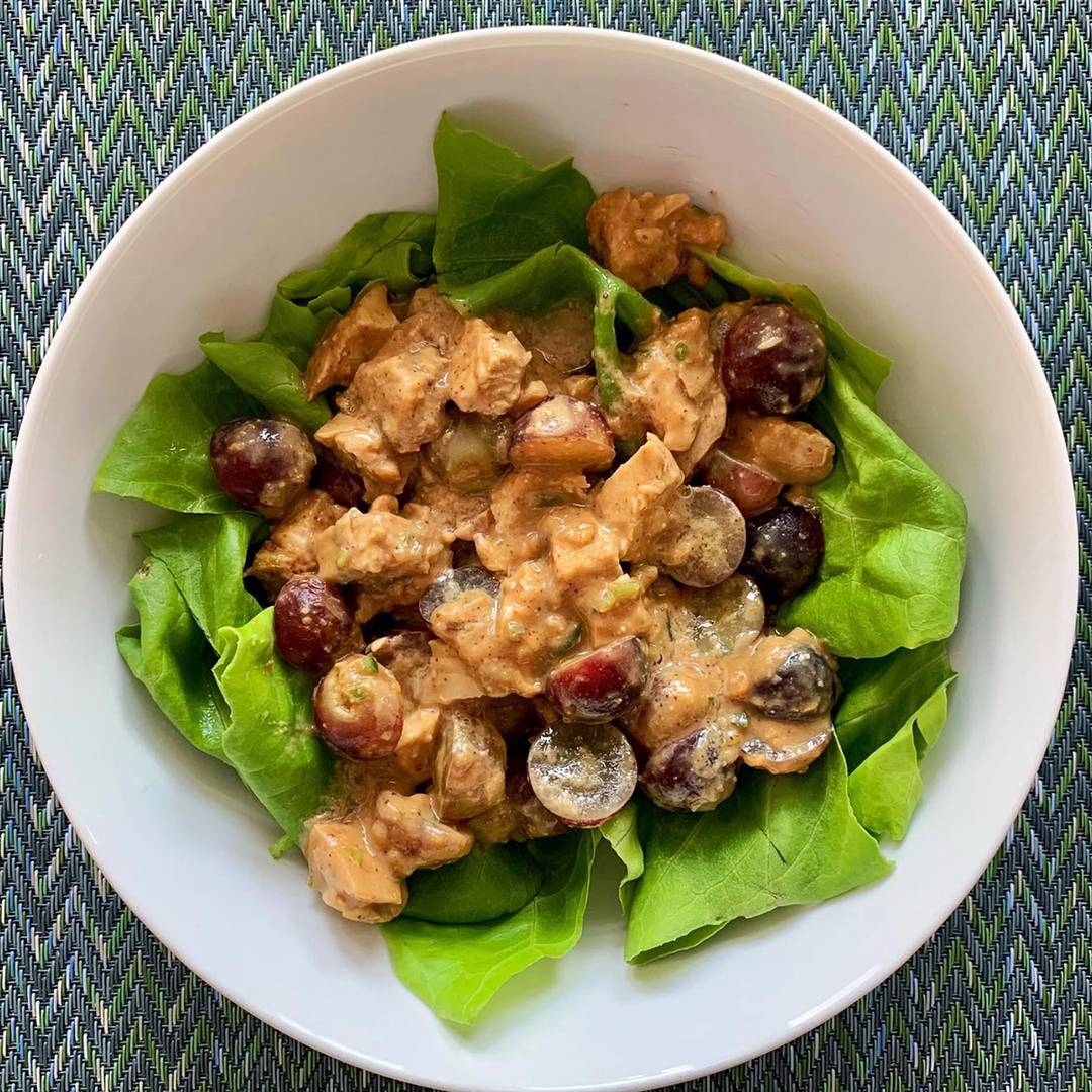 Deconstructed lettuce wrap in a bowl