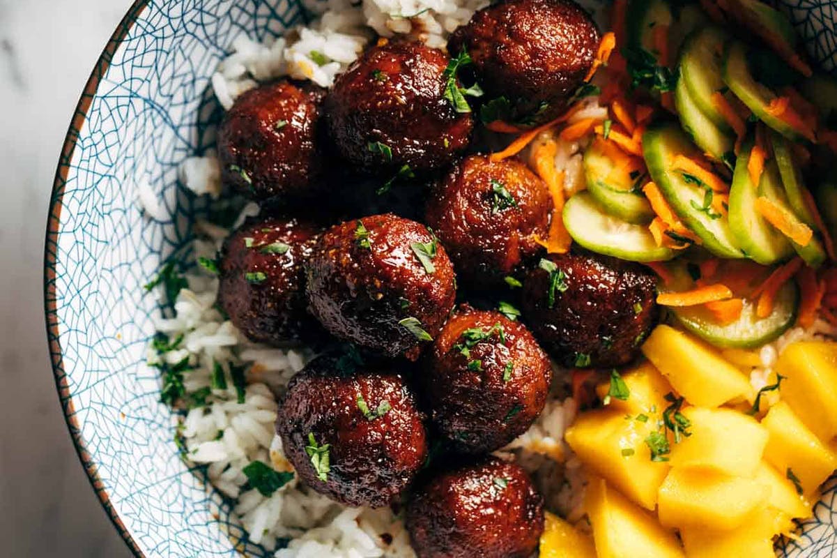 Sticky Ginger Rice Bowls with Pickled Veg and Mango