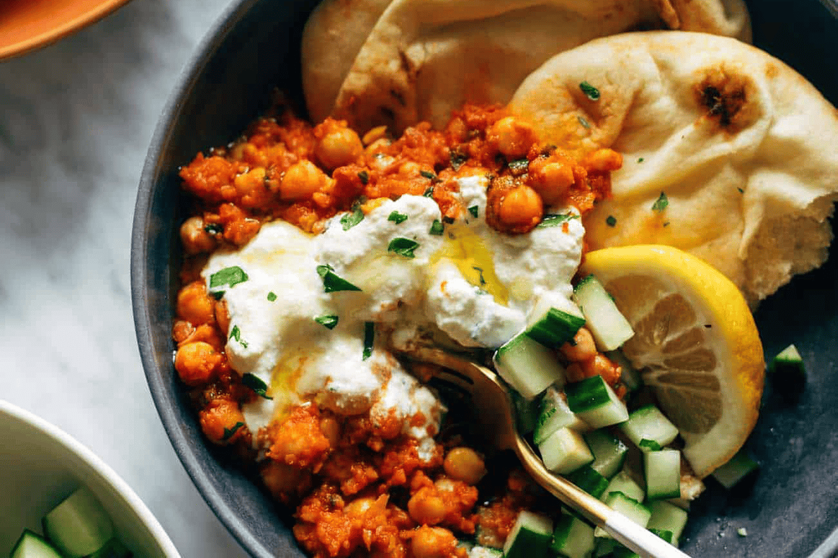 Harissa Chickpeas with Whipped Feta