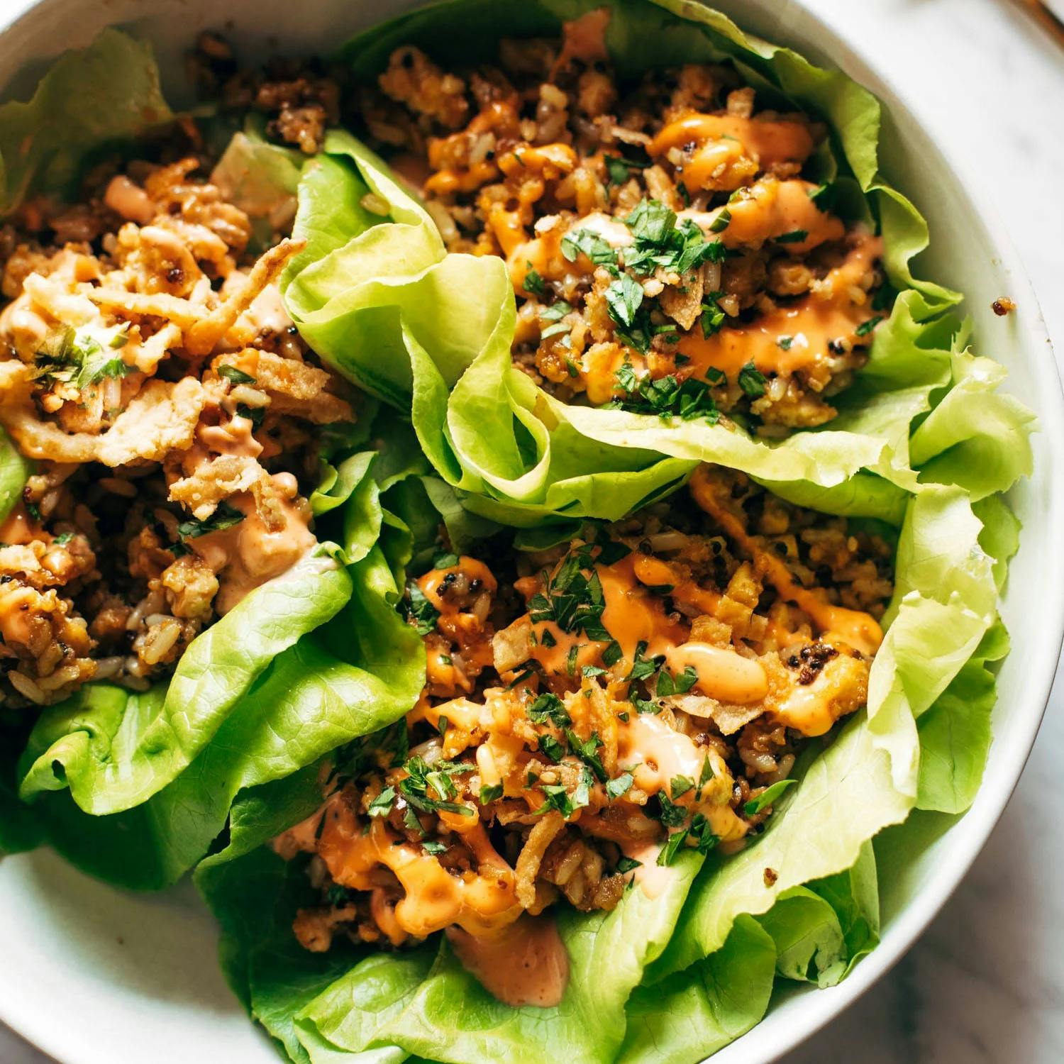 Tofu and Brown Rice Lettuce Wraps