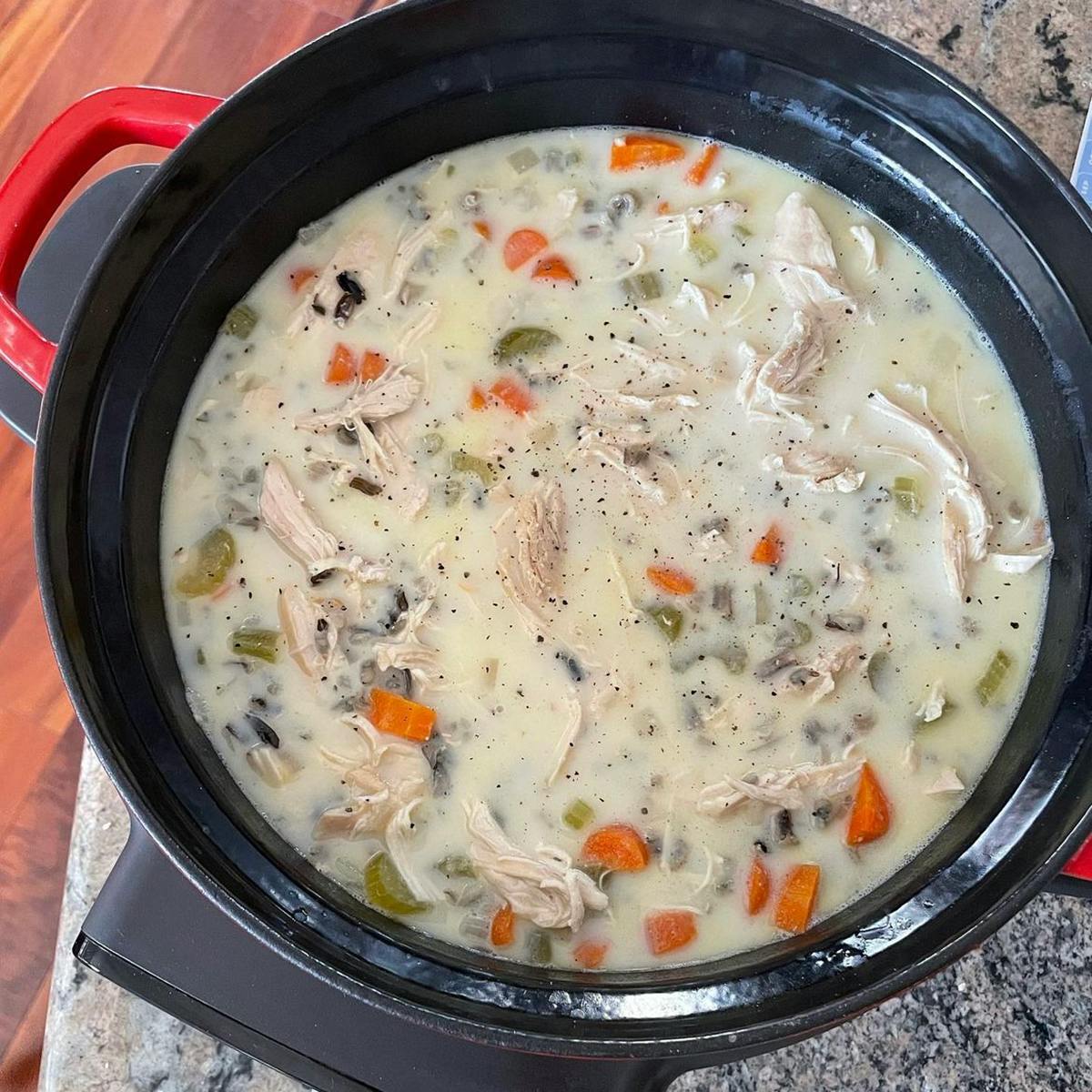 Chicken wild rice soup in a crockpot