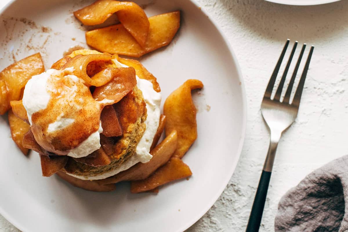 Pumpkin Shortcakes with Cinnamon Apples and Maple Whipped Cream Cheese