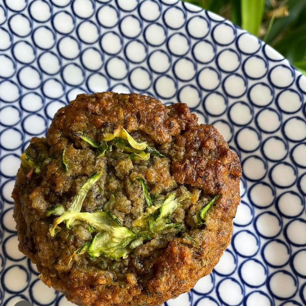 Zucchini muffin on a plate