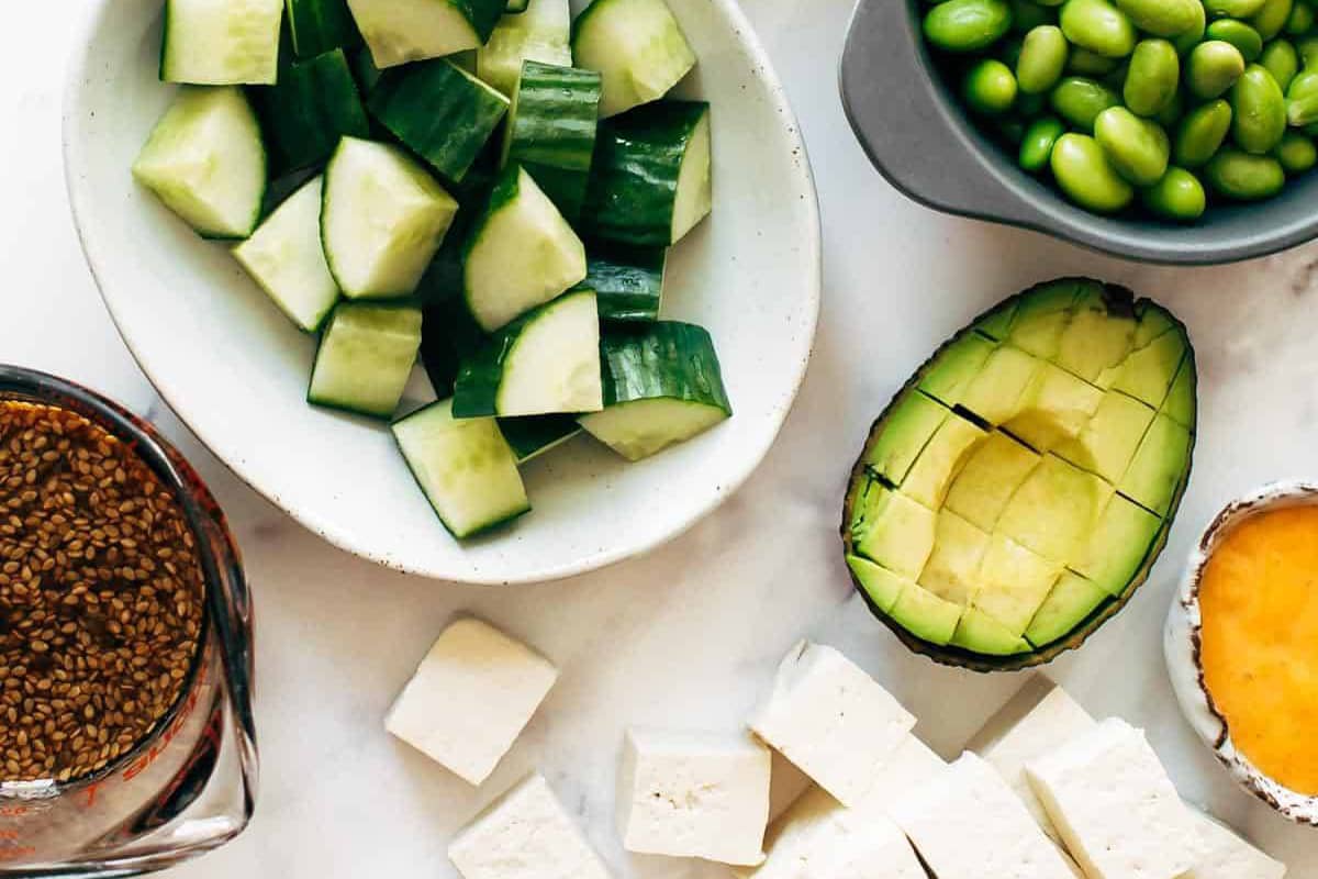 Meal prep items cut up