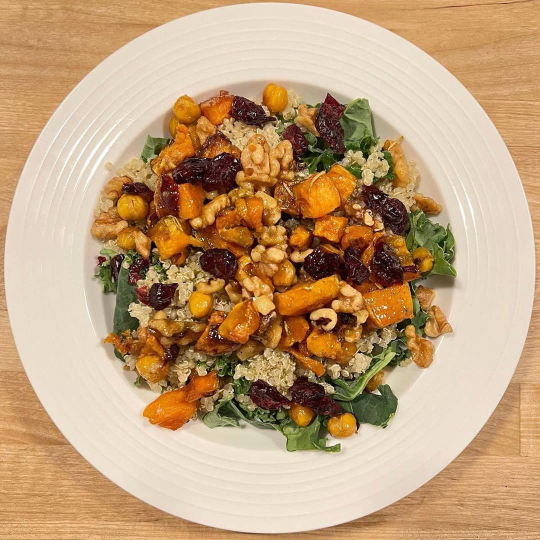 Quinoa and sweet potato salad on a plate