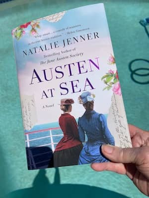 Natalie Jenner's book, Austen at Sea, with a backdrop of water | Photo: P Burke