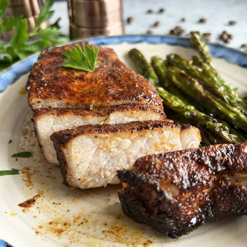 Air Fryer Coffee Crusted Pork Chops