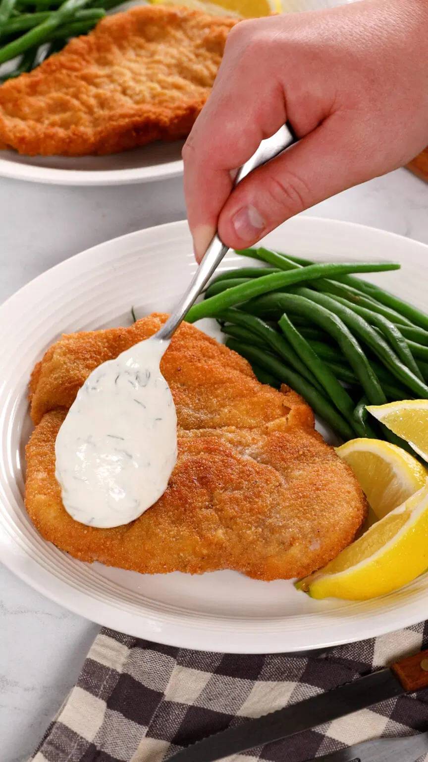 Pork Schnitzel with Creamy Dill Sauce