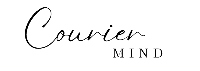 Logo for Courier Wellness, with “Courier” in cursive on top, “MIND” in all caps below.