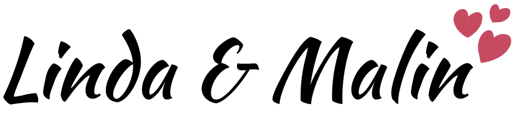 An image of our names "Linda & Malin" with three hearts 