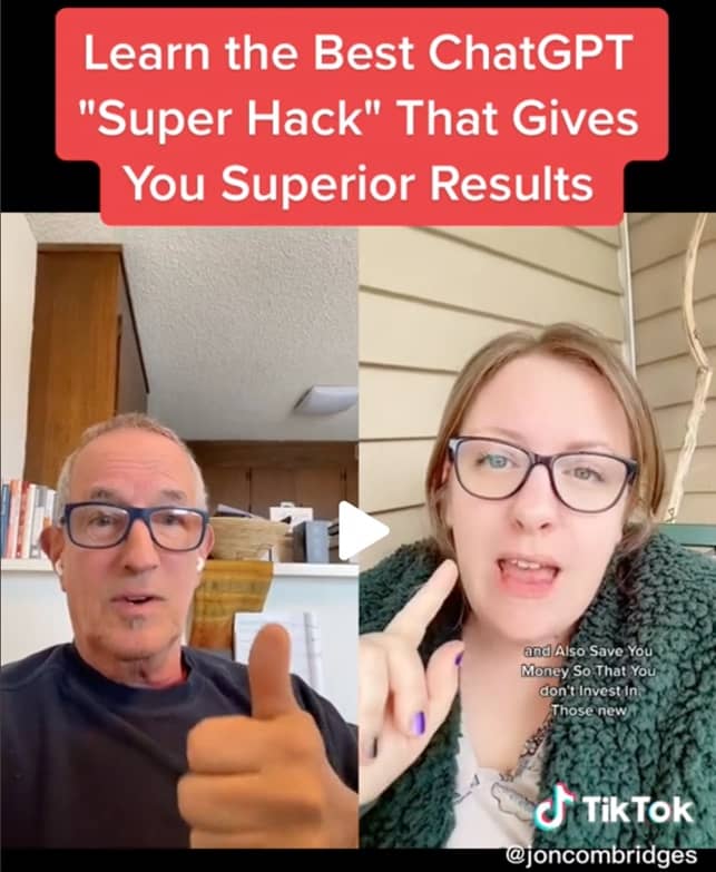 split video screen entitled "Learn the best ChatGPT 'Super Hack' that gives you superior results"