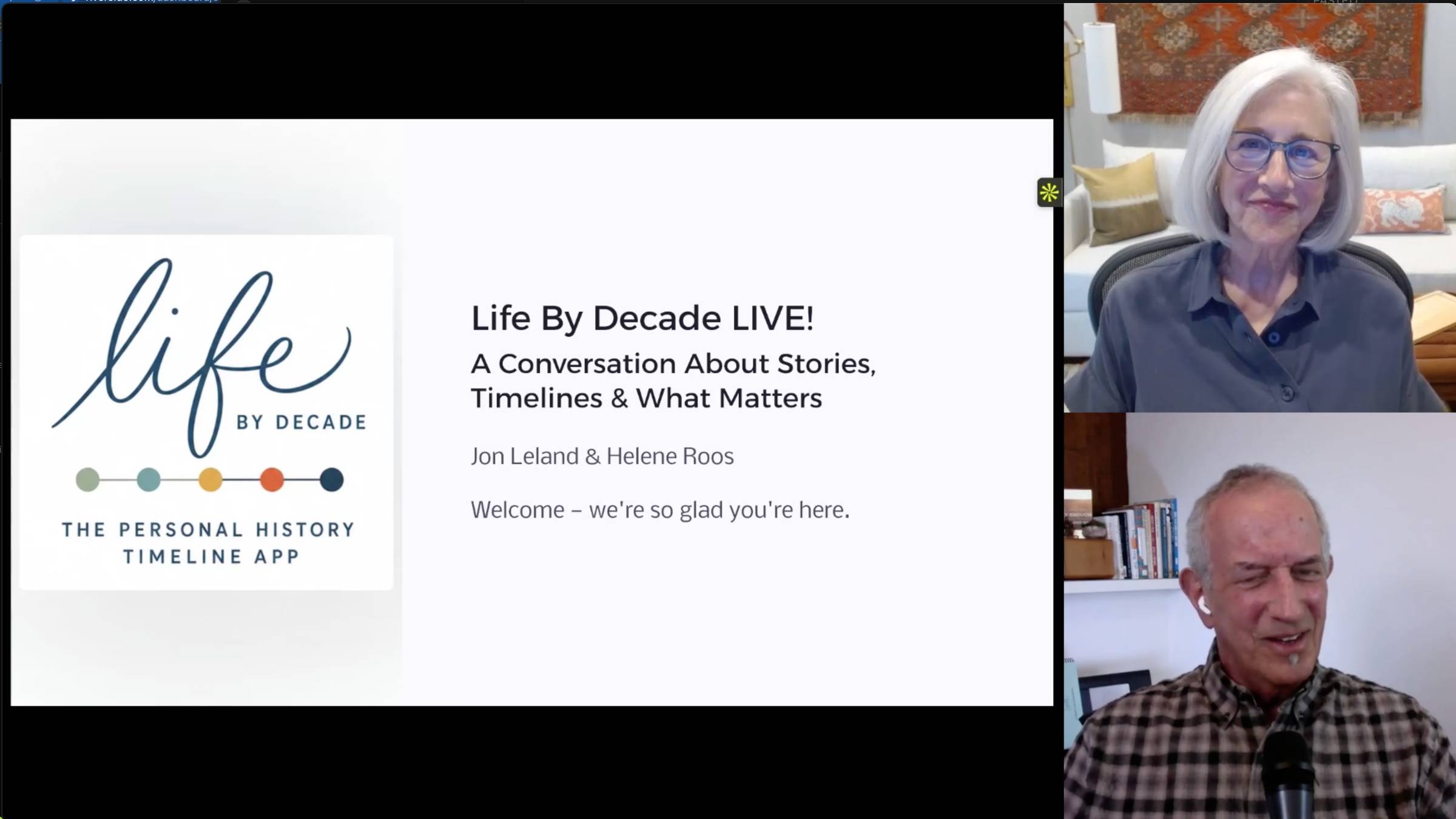 Life By Decade live demo replay with Helene Roos and Jon Leland. Click to watch.