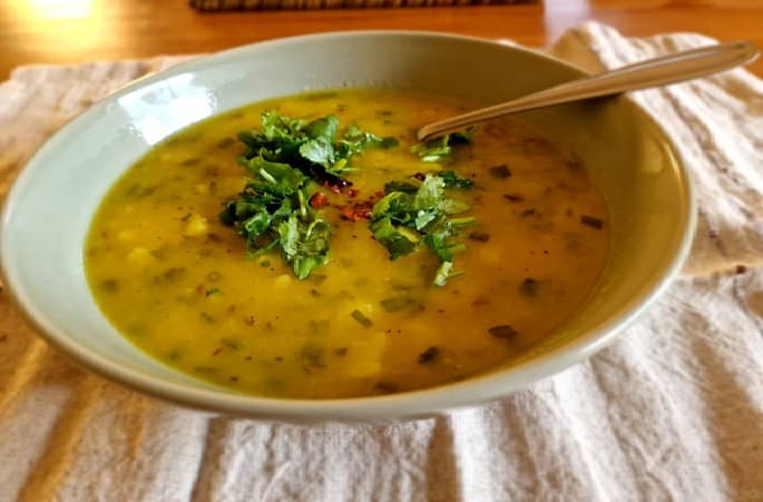 plate of ayurvedic potato soup
