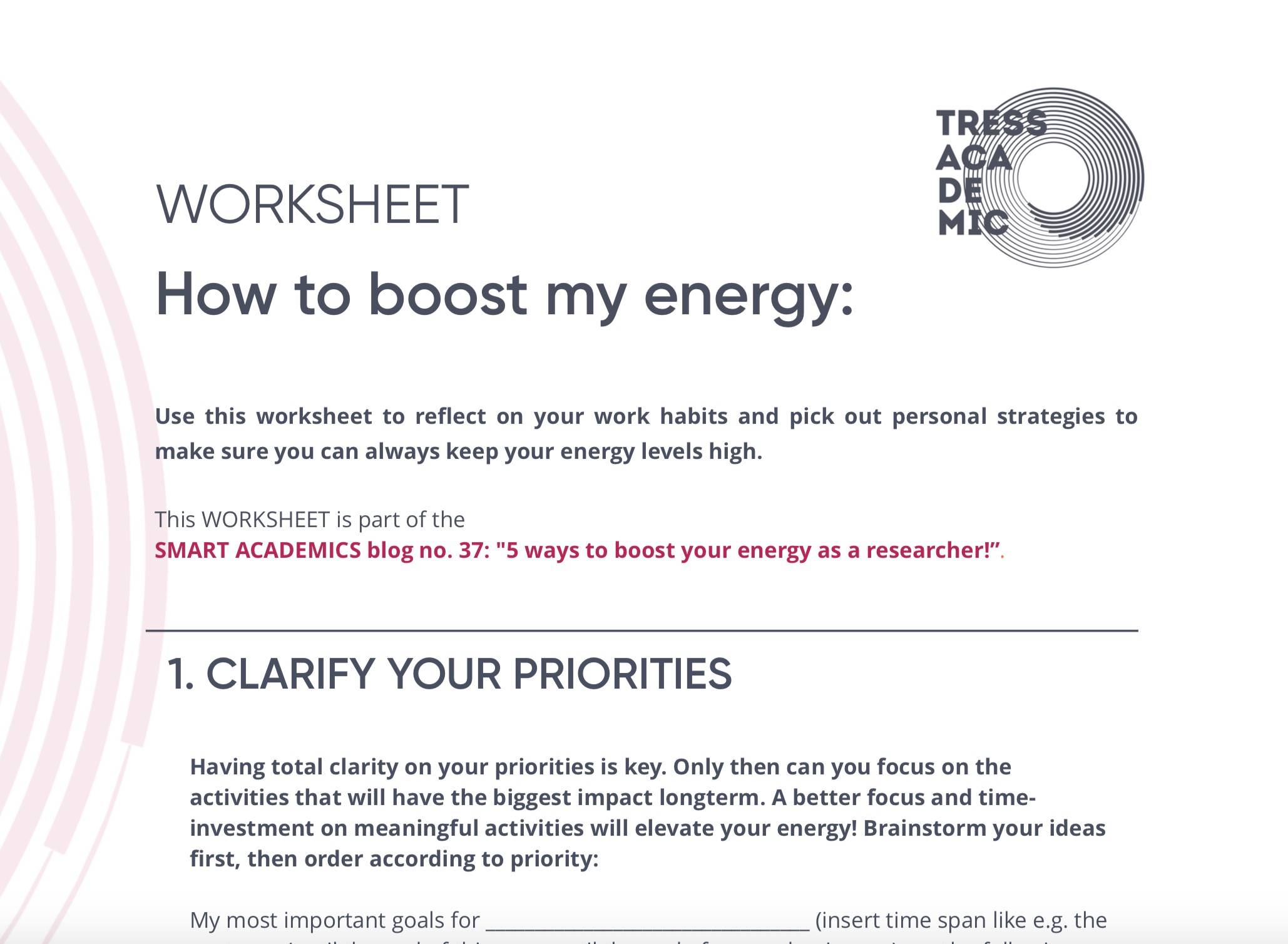 Download our free worksheet how to boost my energy 