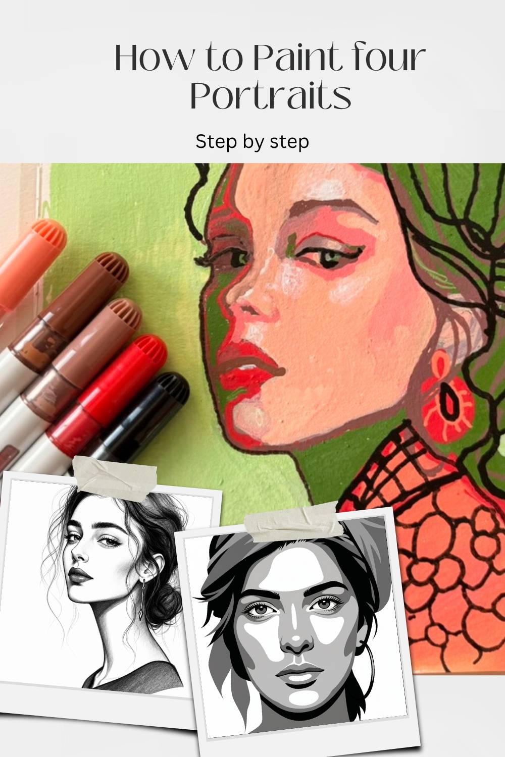 hand painted portrait using ohuhu acrylic markers