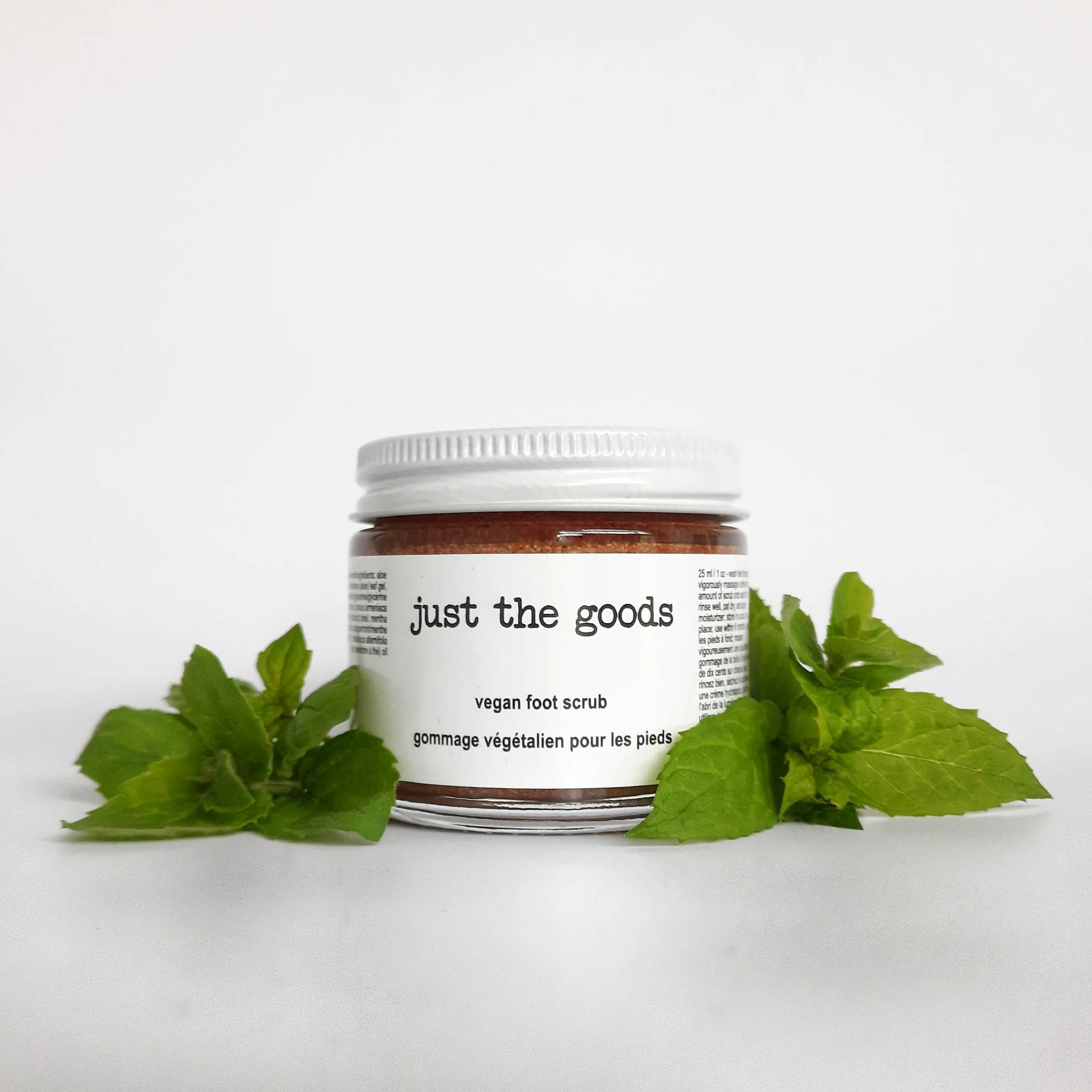 Just the Goods' deodorizing foot scrub with peppermint and tea tree oil