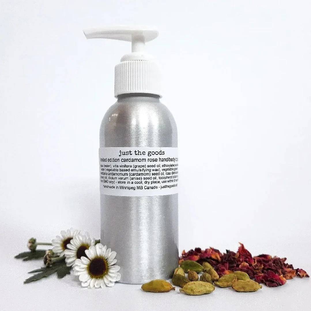 Just the Goods' limited edition cardamom rose hand/body lotion