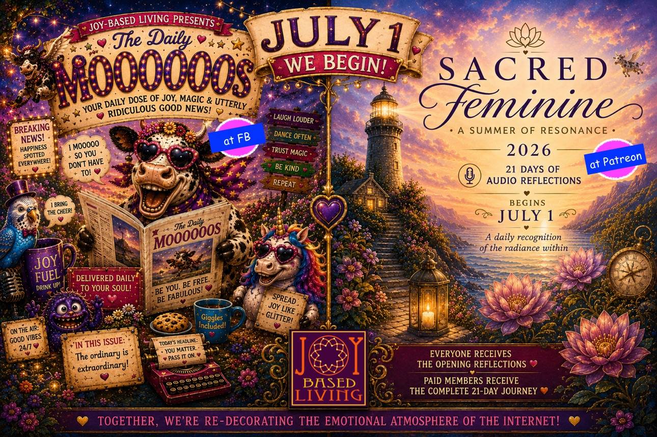 announcements. July 1. Daily Mooooos and Sacred Feminine
