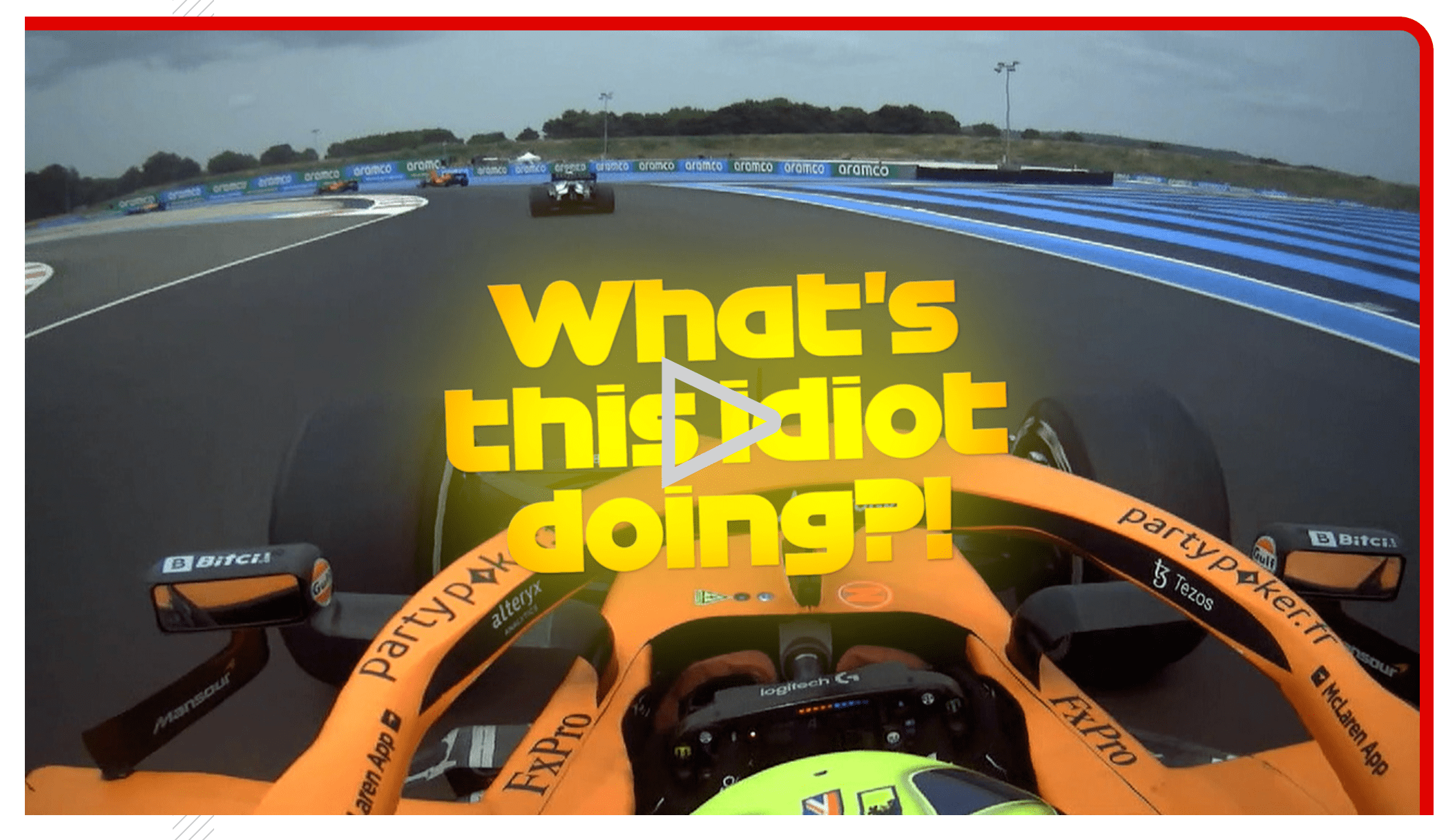 a thumbnail of a F1 video showing the font used for subtitles