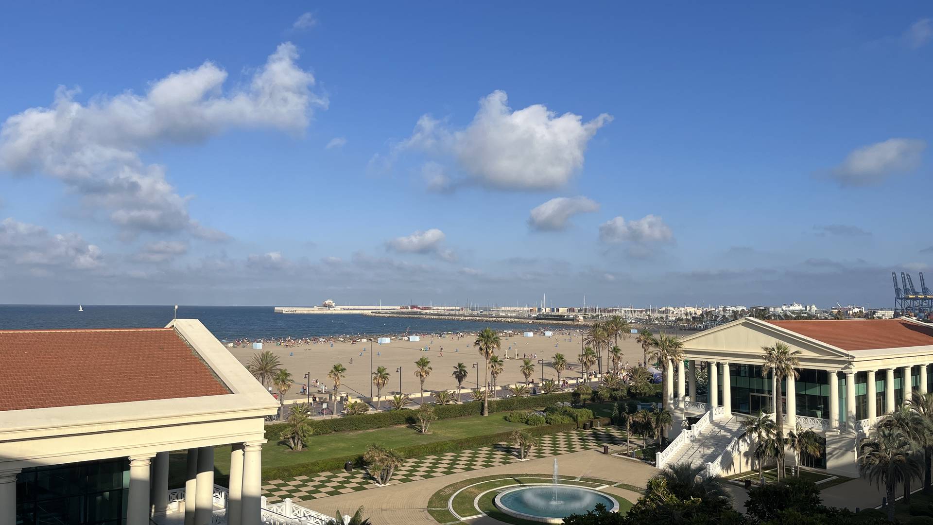 A shot of the view, where you can see the beach in the distance