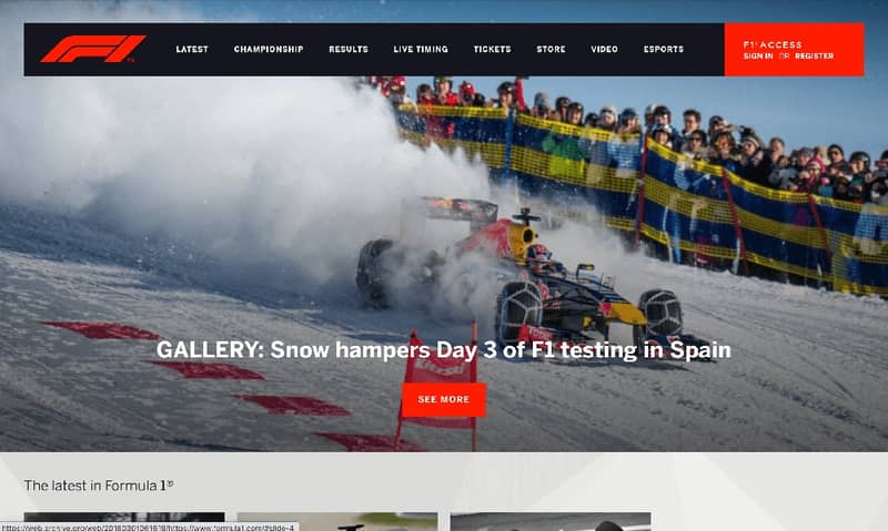 The header on the old F1 website has a big image