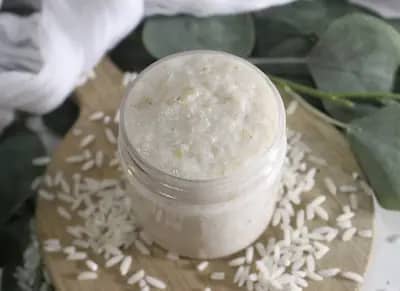 a jar of homemade diy rice face mask