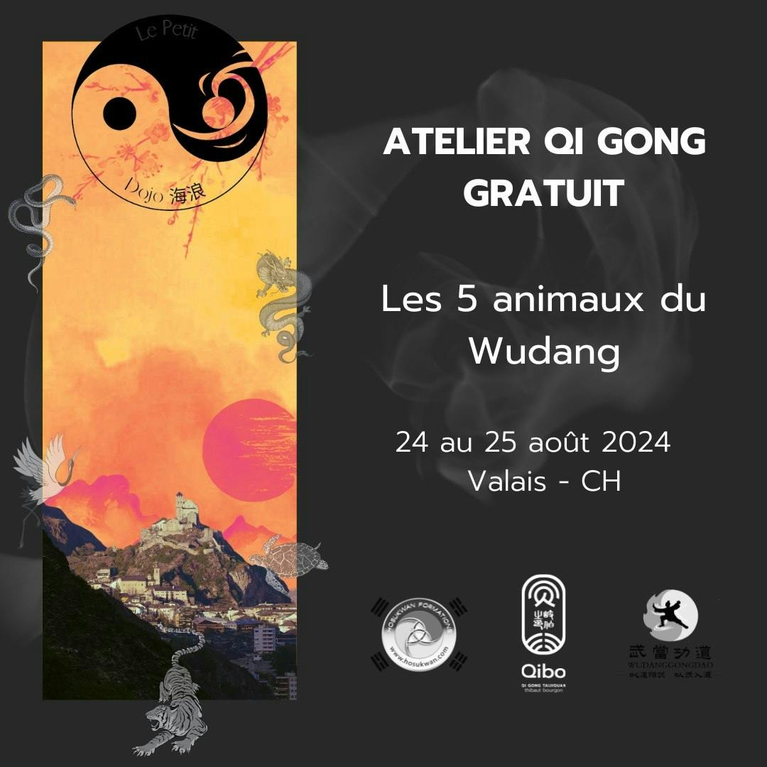 🙌 L'atelier de Qi Gong "Les 5 animaux du Wudang" organisé avec @le_petit_dojo est maintenant complet !

Nous sommes impatients de vous retrouver les 24 et 25 août 2024 dans les magnifiques paysages du Valais, en Suisse. 🌄

Durant ce week-end, vous serez guidés à travers les mouvements des cinq animaux du Wudang, une pratique taoïste ancestrale pour équilibrer votre énergie et retrouver une harmonie intérieure. 🌿

Merci à tous pour votre intérêt ! Si vous n'avez pas pu vous inscrire, restez connectés pour être informés de nos prochains ateliers et événements. À bientôt pour de nouvelles aventures taoïstes !

#qigong #qiqongpractice #qiqongeveryday #qigonglife #qiqonginstructor #qigongflow #wudang #stage #artsmartiaux #practice #ArtsMartiauxChinois

@wudanggongdao