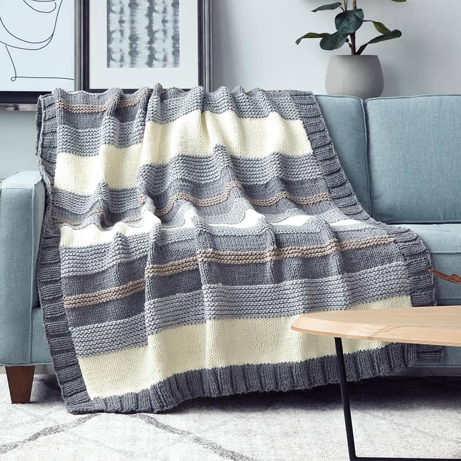 Simple Stripe Knit Blanket by Mary Maxim