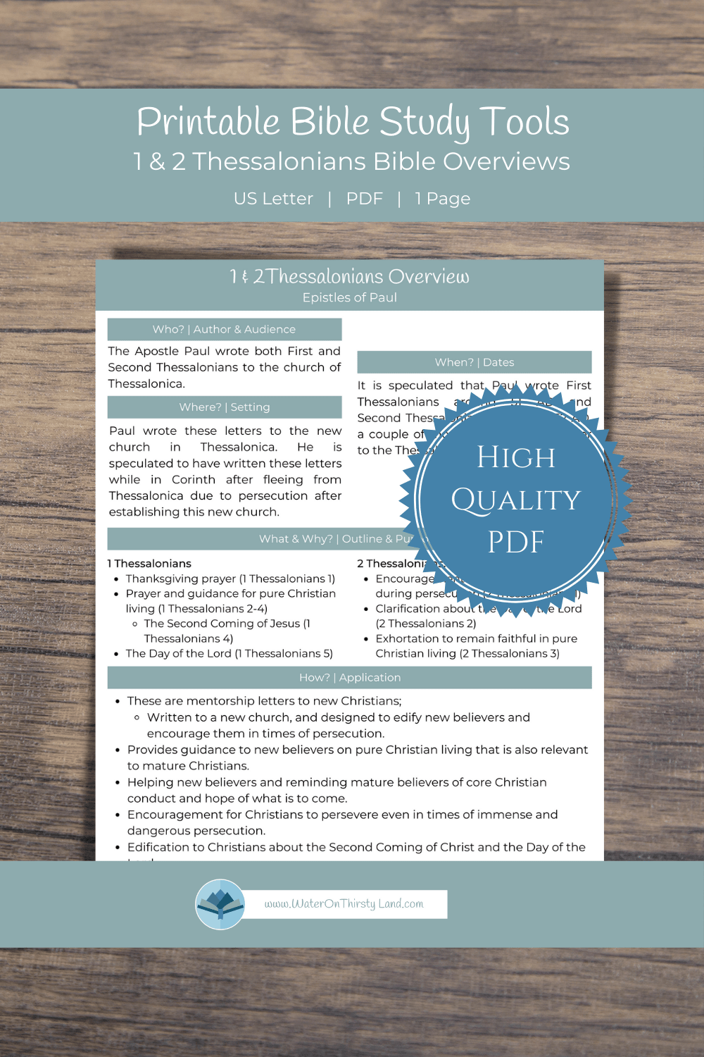 1 & 2 Thessalonians Overview Printable