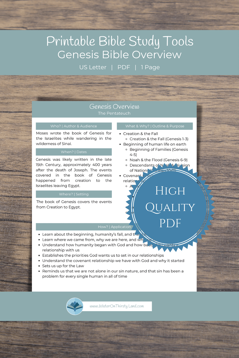 Genesis Overview Printable