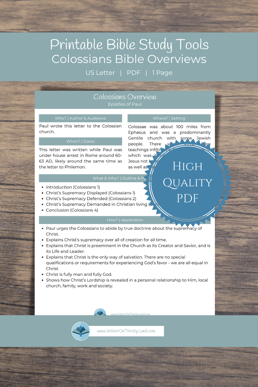 Colossians Overview Study