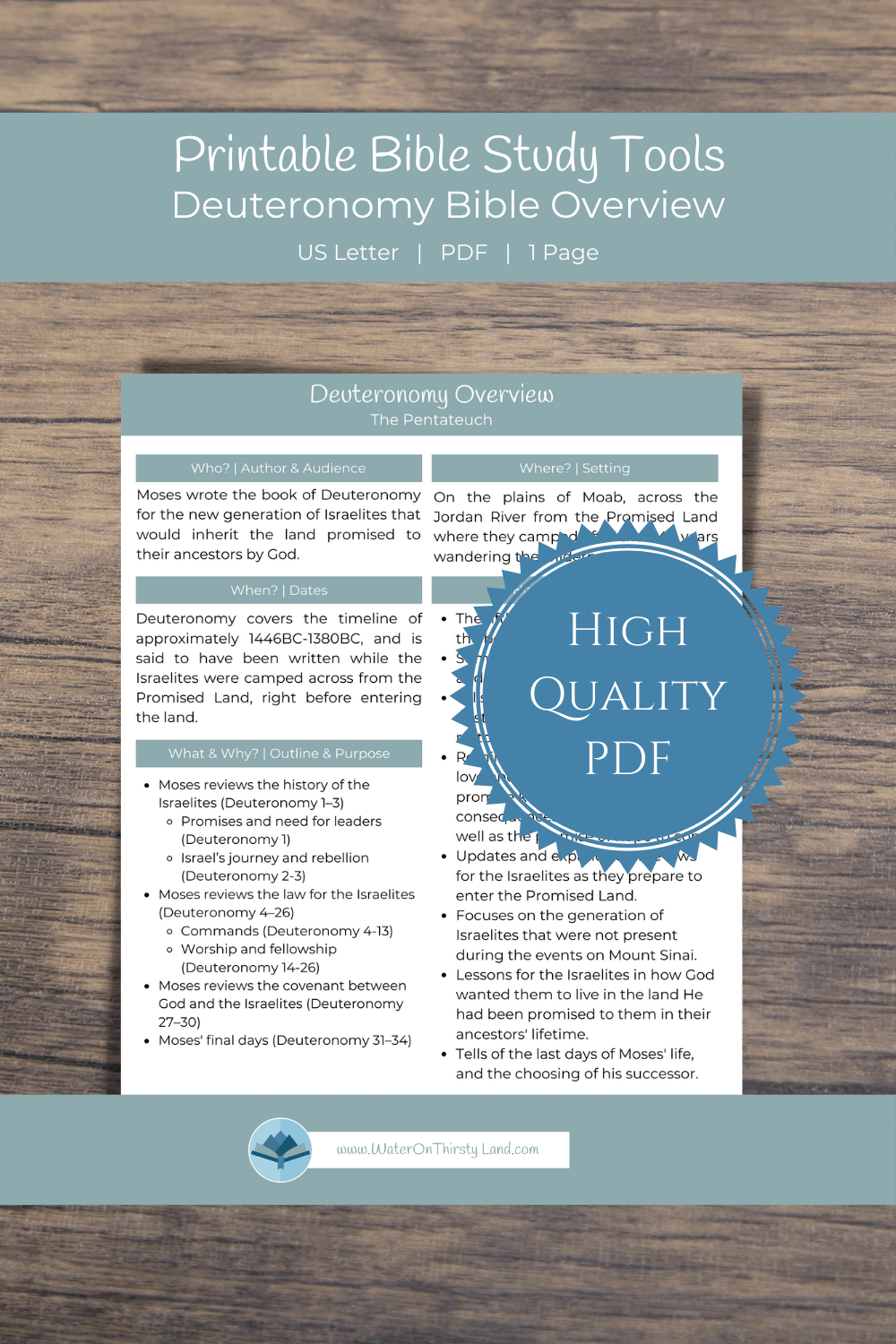 Deuteronomy Overview Printable