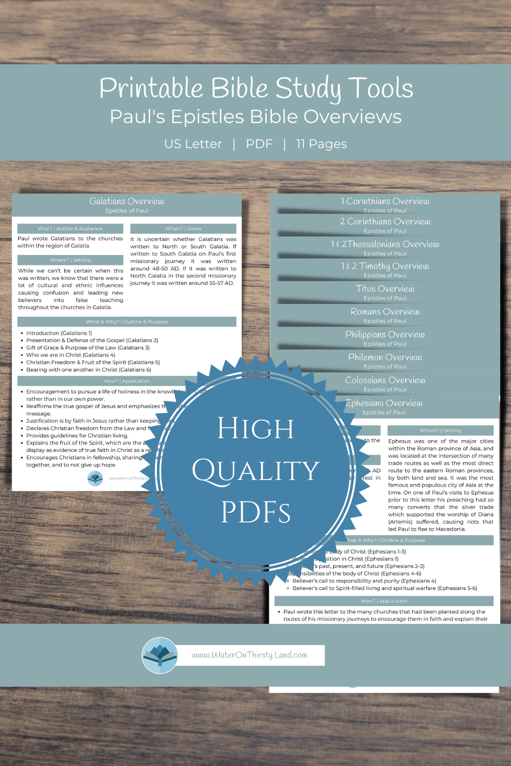 Epistles of Paul Overview Printable Pack