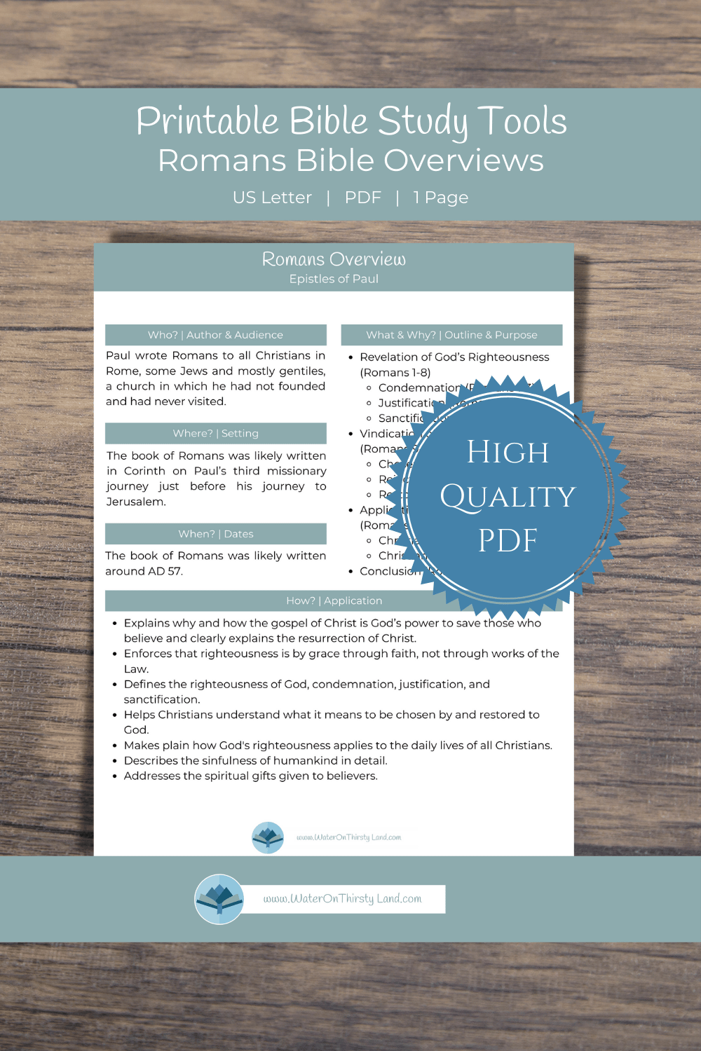 Romans Overview Printable