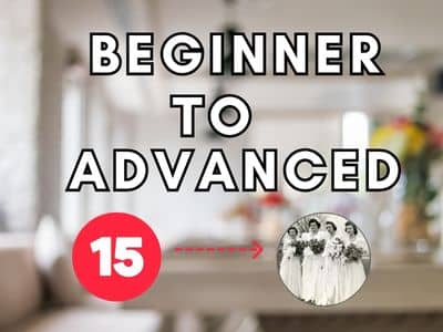 Blurred office background. Text reads Beginner to Advanced. 15 on a red background