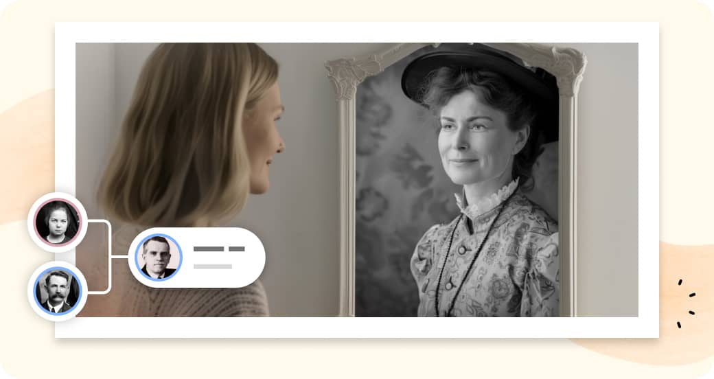 2 generations of women looking at each other in the mirror
