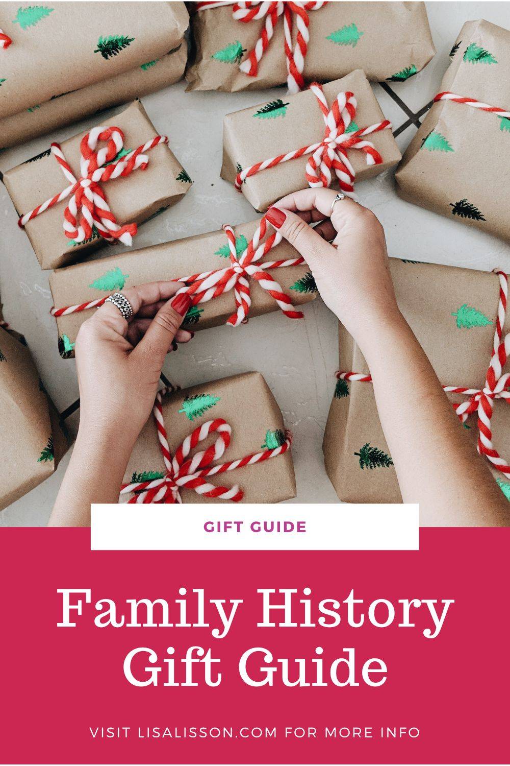 hand tying ribbon on christmas presents