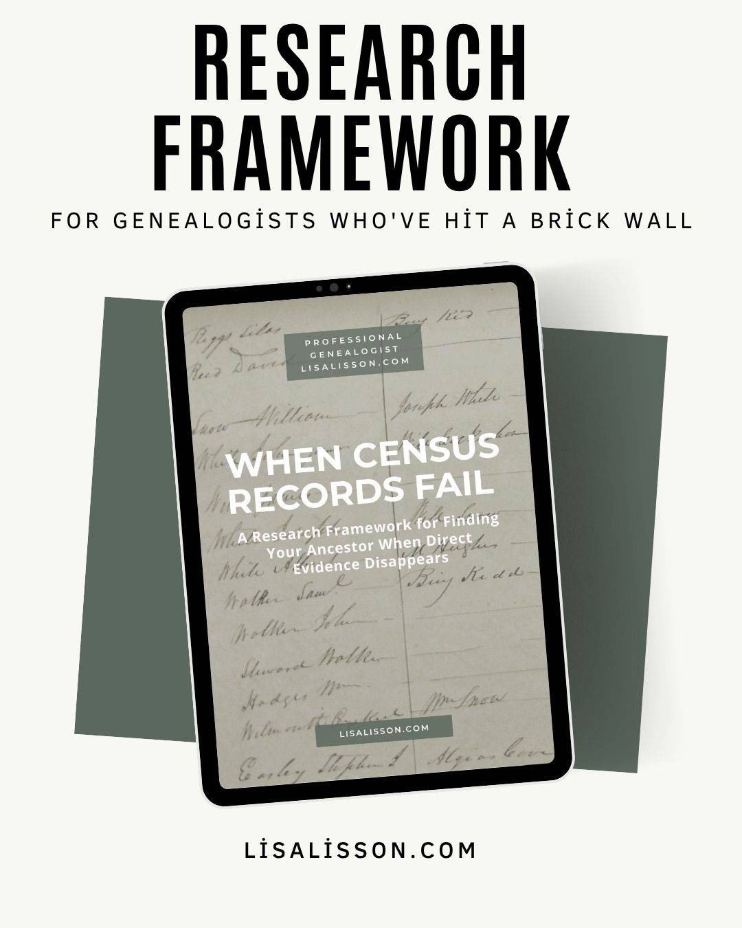 Mock up of genealogy guide, When Census Records Fail