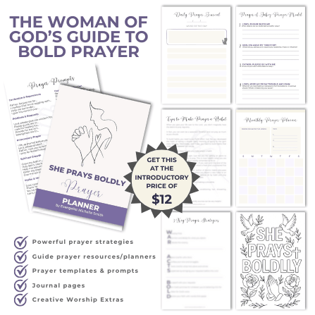 she prays boldly prayer planner mockup images