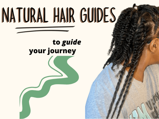 woman with long stretched twists and overlayed words that read 'natural hair guides to guide your journey