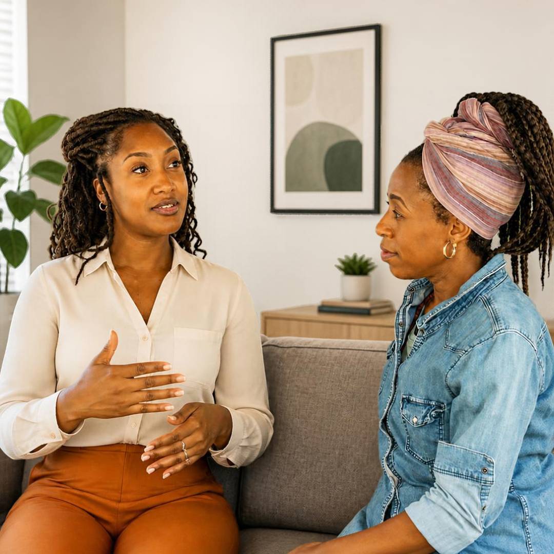 woman getting coaching support from Joy
