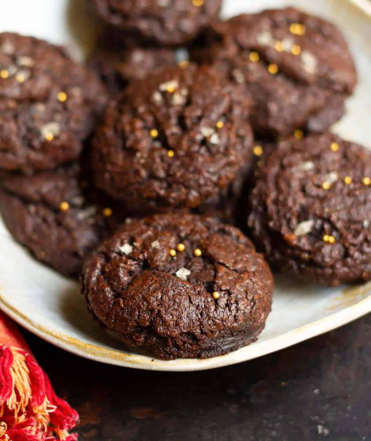 Chocolate cookies on a plate.